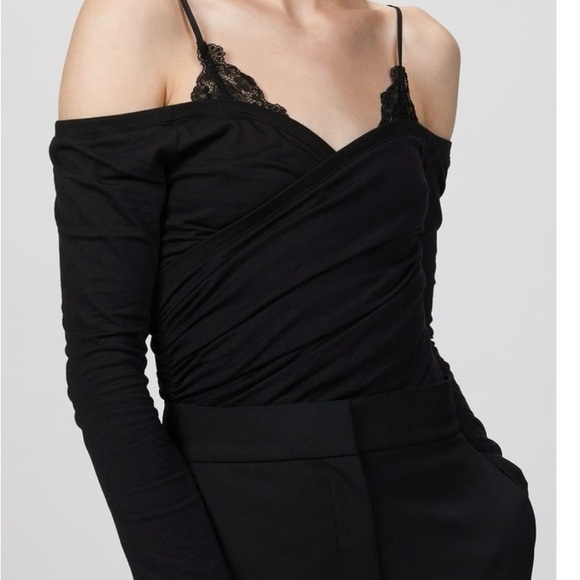 Cami NYC SONATA too, black cotton, cold-shoulder, with lace, size Small - Picture 2 of 6